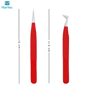 2026 Red Color Ergonomic Textured Handle Durable High-Performance OEM ODM Service Eyelash Extension and Volume Tweezers - Product Image 6