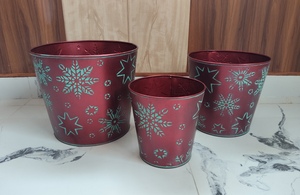 Macetas de Metal con Copos de Nieve Hechos a Mano para Decoración, Juego de 3 Macetas de Jardín de Estilo Moderno para Decoración del Hogar - Product Image 5