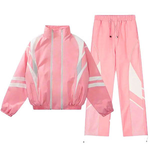 <b>Women</b> Lightweight Nylon Windbreaker Zipper Tracksuits 100% Polyester Oversized Long Sleeve Windbreaker <b>Jacket</b> & Jogger Pant Sets - Product Image 6