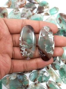 Aquaprase naturel, pierre précieuse en vrac, forme cabochon, dos plat, emballage en vrac pour la fabrication de bijoux - Product Image 4