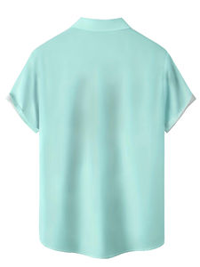 Chemises décontractées pour hommes à manches courtes, boutonnées, en satin hawaïen, tricotées, respirantes, en polyester/coton, séchage rapide, personnalisables OEM - Product Image 5