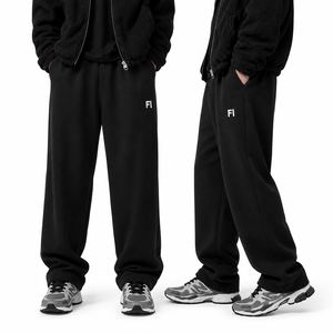 Men's Heavyweight Fleece Cargo Pants Jogger Pants Men Wide Leg Casual Track <b>Trousers</b> with Pocket Custom Logo Acid Washed Pants - Product Image 1