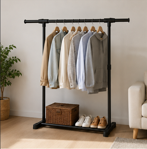 Industrial Adjustable Garment <b>Rack</b> Heavy Duty Metal Clothes Stand Modern Bedroom Laundry Storage Organizer - Product Image 1