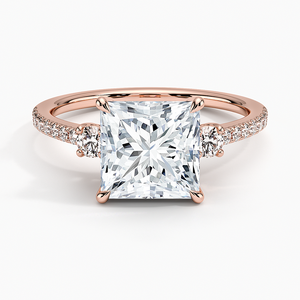 Anillo de Compromiso de Oro Amarillo con Diamantes, Corte Princesa, Diseño de Tres Piedras, Diamante Cultivado en Laboratorio con Certificado IGI, Anillo de Novia para Mujer - Product Image 3