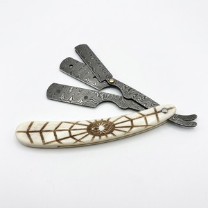 IKZARSA High Quality <b>Single</b> <b>Blade</b> Stainless Steel Foldable Barber <b>Razor</b> with Buffalo Bone Handle for Face/Body Shaving - Product Image 1
