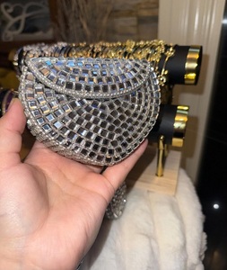 Antique Style <b>Silver</b>-Plated Metal Rectangle Mirror Mosaic Purse Bridal Party Clutch Handmade <b>Wedding</b> Fashion Women's <b>Handbag</b> - Product Image 5