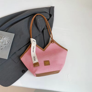 Pink 2026 <b>Summer</b> New Fashionable Large Capacity Tote Bag for Women's Casual <b>Handbag</b>, Single Shoulder Underarm Bag - Product Image 1