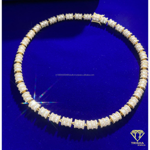 Chaîne à maillons baguette en argent sterling 925 de qualité supérieure, sertie de diamants moissanite, bijoux de luxe hip-hop pour la mode - Product Image 4