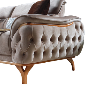 Canapé Chesterfield de style britannique, canapé en velours capitonné de luxe, meubles classiques pour salon, hôtel, bureau, forme ovale, pieds en métal - Product Image 3