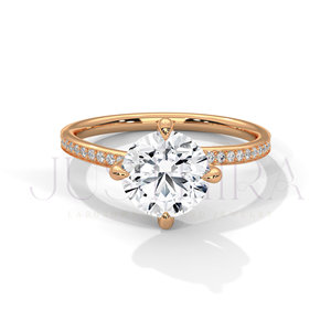 14k Rose Gold Plating Engagement <b>Ring</b> Classic <b>Proposal</b> <b>Ring</b> With Round Cut Moissanite Diamond Wedding Jewelry For Women Gift - Product Image 1