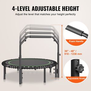 Trampolino Fitness Pieghevole da 51 Pollici, Stabile e Silenzioso, con 4 Leve, Carico Massimo 450 libbre, Trampolino per Esercizi - Product Image 4