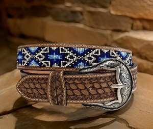 Hand-Tooled with <b>Beads</b> Genuine Cowhide Leather Belt for Men Custom Logo Equestrian Riding Belt Luxury Vintage - Product Image 5