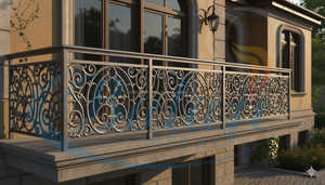 Panneau de balcon en fonte décoratif moderne pour les stations balnéaires Appartements luxueux Garde-corps en métal résistant aux intempéries Gris naturel - Product Image 2