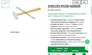 Martillo de Nailon para Joyería, Herramienta para Hacer Joyas que No Daña la Superficie, Herramienta Manual para Orfebres, 25 mm, 32 mm |   N.° de artículo GS-972R - Product Image 3