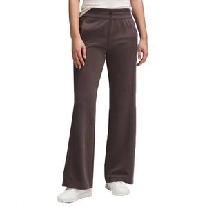Pantalones de Mujer de Forro Polar, Cintura Alta, Cierre Elástico, Color Sólido, Largos, Casuales, de Invierno, Elásticos, de Secado Rápido, Corte Acampanado - Product Image 1