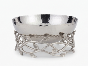 Premium Handmade <b>Metal</b> <b>Bowl</b> With Leaf Branch Stand Polished Minimalist Style For Food Serving Gifting Decorative Tableware - Product Image 5