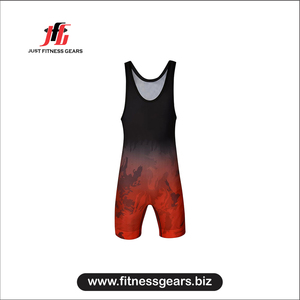 Just Fitness Gears Singlet de lutte unisexe, impression par sublimation, dégradé rouge, respirant, anti-transpiration, spandex coton 220g, adulte - Product Image 1