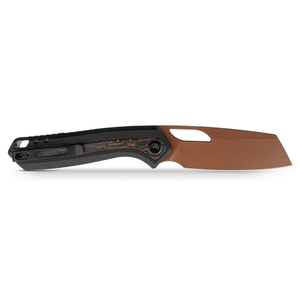 Couteaux de poche pliants haut de gamme, lame en cuivre, manche à motif noir, avec clip de poche et fente d'ouverture ovale - Product Image 1