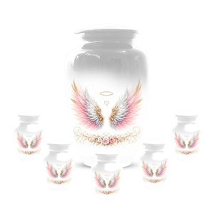 White Aluminum Cremation Urn Angel Wings Memorial <b>Keepsake</b> Vase Decorative <b>Ashes</b> Container <b>for</b> Adult - Product Image 4