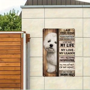 Targa in metallo vintage con Bichon Frise e citazioni calde e motivanti sulle animali domestici, decorazione da parete per soggiorno e camera da letto - Product Image 4
