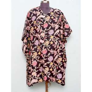 Vestido Kaftan de Tela 100% Algodón para Mujer, Cómodo y Hermoso, de Manga Larga, para Noche/Boda/Fiesta, con Botones, para Verano - Product Image 1