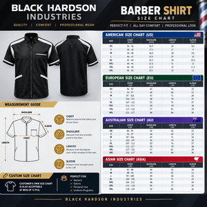 Chemise de barbier en tissu sergé 100% polyester de qualité supérieure, col rond, 180 GSM, vert foncé, broderie personnalisée, manches courtes, séchage rapide - Product Image 3