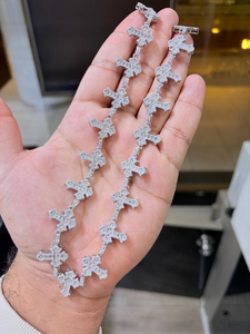 Cadena de Eslabones Cruzados de Plata de Ley 925 con Diamantes de Moissanita VVS de Corte Redondo, Collar de Joyería Hip Hop para Uso Unisex - Product Image 3