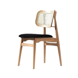 Chaise de salle à manger moderne en bois massif avec assise rembourrée et dossier tressé en corde, chaises de salle à manger pour hôtel et restaurant, mobilier de salle à manger - Product Image 3