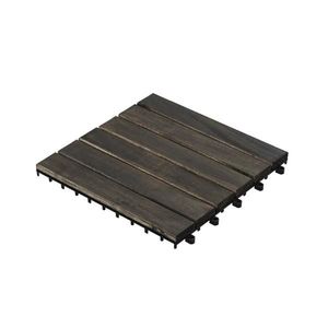 30 PCS <b>Interlocking</b> Deck <b>Tiles</b> Striped Pattern 12\" X 12\" Dark Brown Square Acacia Hardwood Outdoor <b>Flooring</b> for Patio Bancony - Product Image 4