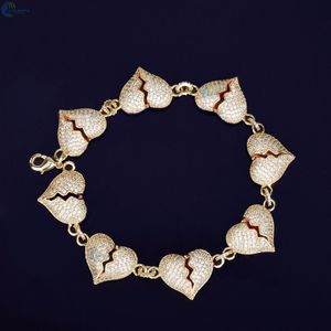 Pulsera Cubana con Diamantes Cultivados en Laboratorio, Estilo Hip Hop, con Corazón Roto, Estilo Rapper, para Él - Product Image 6