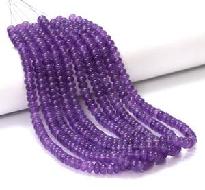 Nuevas cuentas de amatista morada de cuarzo liso en forma de rondel de 8 mm, cuentas de piedra de cuarzo morada para la fabricación de joyería al por mayor. - Product Image 1
