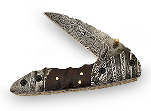 Navaja Plegable Utilitaria con Hoja de Acero de 20.8cm, Punta de Gota, Perilla de Pulgar, Mango de Madera, Diseño Artístico, Grosor de 0.5mm, Longitud Total de 6.7in - Product Image 1