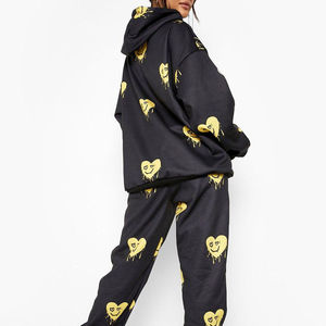 Women Oversized Printed Fleece Tracksuit <b>Set</b> <b>Two</b> <b>Piece</b> Hoodie and Sweatpants Streetwear Sportswear <b>Lounge</b> Wear <b>Set</b> - Product Image 6