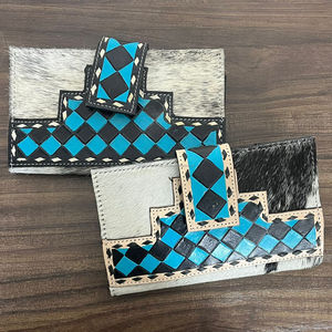 กระเป๋าสตางค์หนังลายตารางหมากรุกสำหรับผู้หญิงหนังวัวแท้กระเป๋าใส่บัตรของผู้หญิงสินค้าออกใหม่สุดหรู - Product Image 4