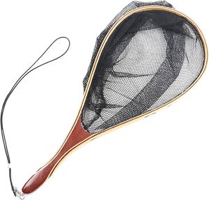 Cheap Price Wooden <b>Fly</b> Fishing Trout Landing <b>Net</b> With Naylon and Mesh <b>Net</b> and Long Elastic Hanging Hook - Product Image 5