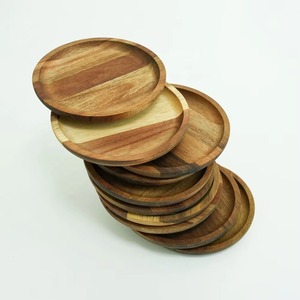 New Arrival Round Wood Coasters Set Modern Reusable <b>Mats</b> & Pads Natural Finish - Product Image 4