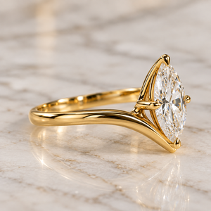 1 Carat Marquise Cut Lab Grown Diamond <b>Ring</b> IGI Certified 925 <b>Sterling</b> <b>Silver</b> 18K Gold Plated Solitaire <b>Engagement</b> <b>Ring</b> - Product Image 4