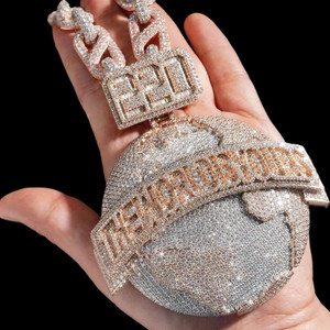 Pendentif mécanique Hip Hop en or jaune 10K plaqué rhodium, certifié IGI, nouveau, de luxe, naturel, serti de diamants taille brillant 61 - Product Image 1