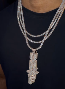 Colgante de Oro Macizo con Diamantes de Laboratorio, Diseño Micro Pavé Estilo Hip Hop Iced Out, Joyería para Uso Diario - Product Image 4