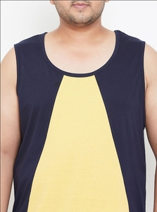 เสื้อกล้ามผู้ชายแบบไม่มีแขน คอทรงโอ ลำลอง ระบายอากาศได้ดี ผลิตจากผ้าถักโพลีเอสเตอร์ สีเหลืองกรมท่า - Product Image 6