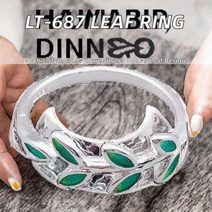 925 Sterling Silver <b>Open</b> <b>Ring</b> Artistic Fresh Leaf Design Trendy Korean Jewelry for Women Everyday Wear Gift or Anniversary - Product Image 3