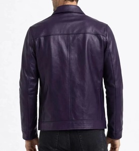 Veste en cuir d'agneau véritable pour homme – Manteau d'hiver minimaliste à fermeture éclair - Product Image 5