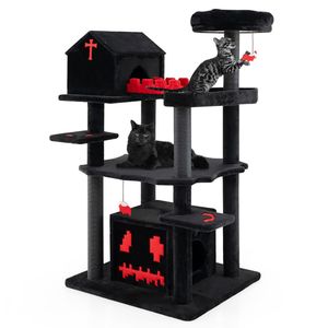 Árbol para Gatos Gótico de 49 Pulgadas de Alto, Centro de Actividades para Gatos de 6 Niveles con Cama Tipo Ataúd y Rascador para tu Amigo Felino - Product Image 2