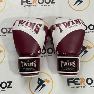 Guantes de Boxeo Unisex Twins de Cuero Vacuno Genuino Marrón y Blanco con Cierre de Velcro, Guantes de Entrenamiento Transpirables - Product Image 3