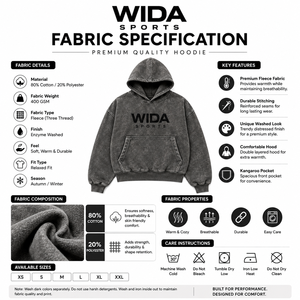 Sweat à capuche surdimensionné gris vintage personnalisé 400 GSM, lavé aux enzymes, avec intérieur en molleton brossé et logo imprimé en sérigraphie ton sur ton - Product Image 6
