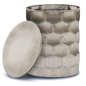 Table basse en métal de style industriel moderne Pure Geometry avec un design hexagonal texturé pour le mobilier de salon - Product Image 5
