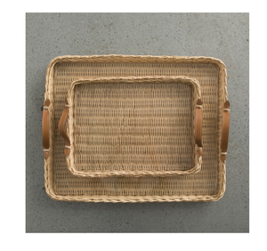 Natural Rattan Woven Serving Storage <b>Tray</b> For Coffee Snack <b>Breakfast</b> Multi Use Wicker Vanity <b>Tray</b> For Kitchenware & Tableware - Product Image 4
