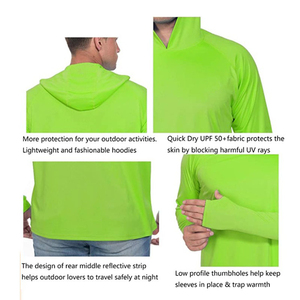 T-shirt à capuche à manches longues pour homme, noir, coupe ajustée, séchage rapide, tricoté en polyester, décontracté, couleur unie - Product Image 5