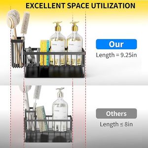 Porta Spugne Auto-Drenante in Acciaio Inossidabile, Organizzatore Antiruggine per Lavello da Cucina, Porta Pennelli e Cucchiai, Contenitore per Cucina - Product Image 4