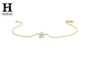 Wholesale Custom 14K Gold Minimalist <b>Flower</b> Lab Grown Diamond <b>Bracelet</b> IGI Certified D VVS Delicate Floral Chain Jewelry - Product Image 2